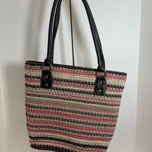 Tote Bag multi colored purse, woven. Shoulder bag. Pre-owned.